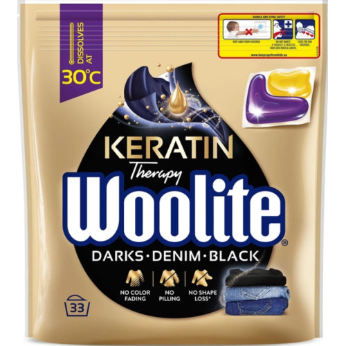 Капсули для прання Woolite для чорних та джинсових тканин з Кератином, 33 прання